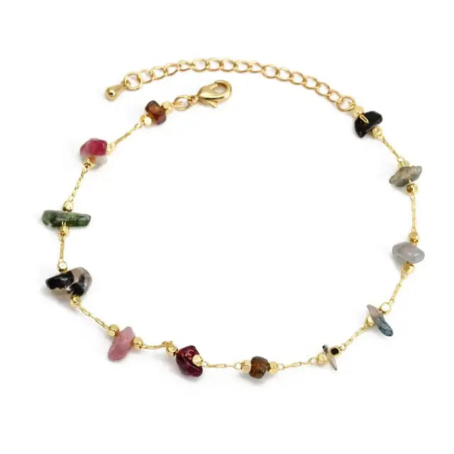 Adjustable Charm Bracelet with raw stones