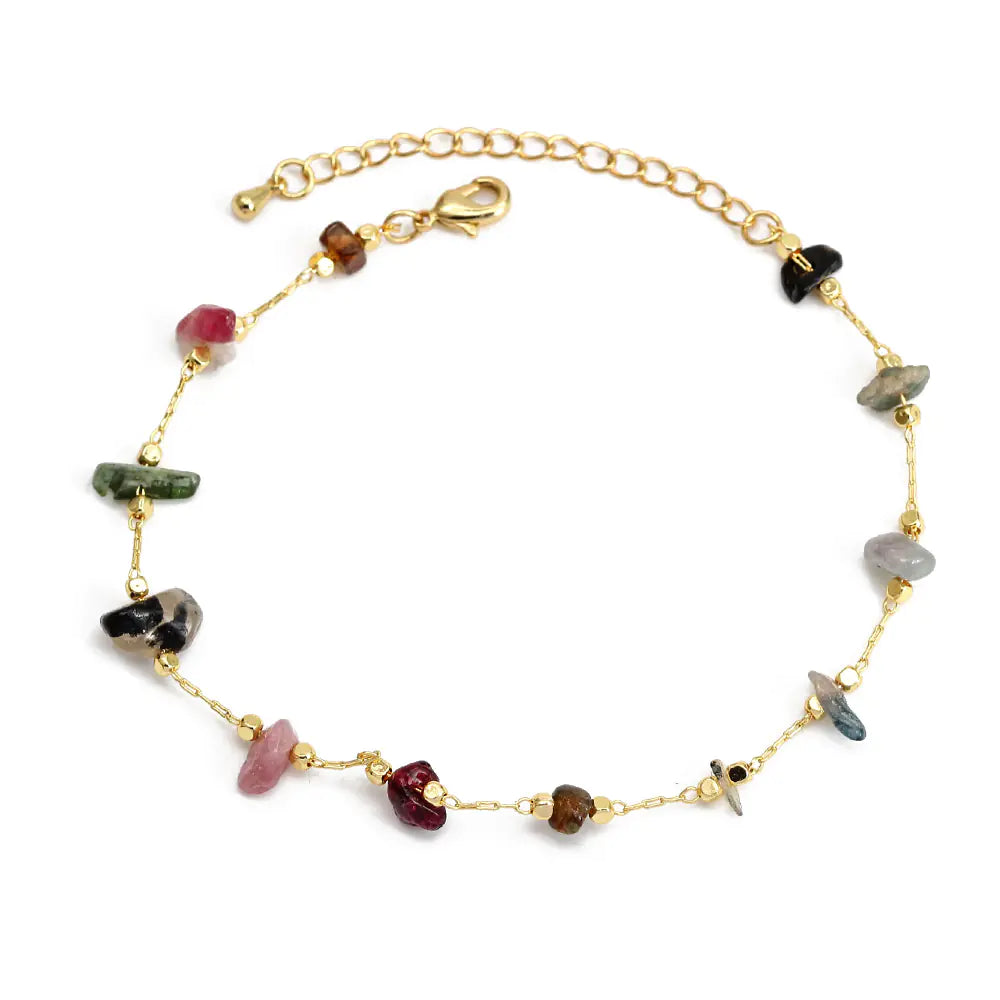 Adjustable Charm Bracelet with raw stones